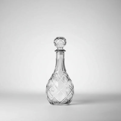 Γυάλινη Καράφα - Φιάλη Ποτού "Rhombus" 850ml με Ανάγλυφο Σχέδιο & Σφαιρικό Πώμα