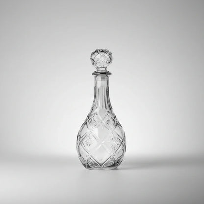 Γυάλινη Καράφα Ποτού "Rhombus" 850ml – Vintage Κρυστάλλινη Αισθητική με Ανάγλυφους Ρόμβους