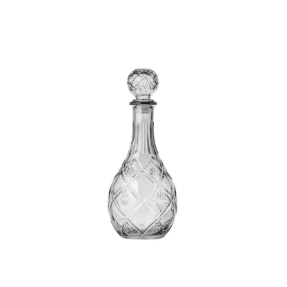 Γυάλινη Καράφα Ποτού "Rhombus" 850ml – Vintage Κρυστάλλινη Αισθητική με Ανάγλυφους Ρόμβους