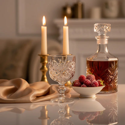 Ποτήρι Κρασιού Κολωνάτο 370ml "Home Style" – Vintage Ανάγλυφο Σχέδιο Λουλούδι