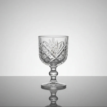 Ποτήρι Κρασιού Κολωνάτο 370ml "Home Style" – Vintage Ανάγλυφο Σχέδιο Λουλούδι