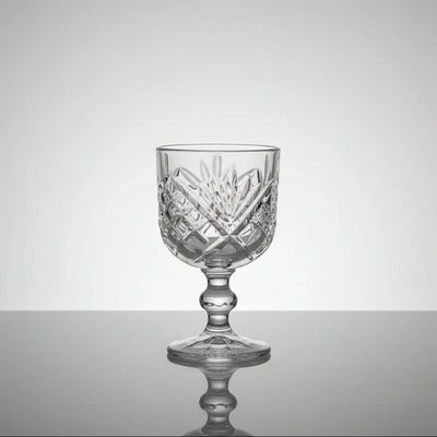 Ποτήρι Κρασιού Κολωνάτο 370ml "Home Style" – Vintage Ανάγλυφο Σχέδιο Λουλούδι