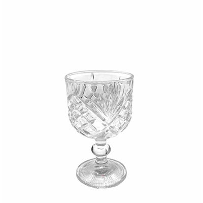 Home Style Ποτήρι Κρασιού με Πόδι & Ανάγλυφο Λουλούδι - 370ml | Vintage Στυλ για Εξαίσια Σερβίρισμα