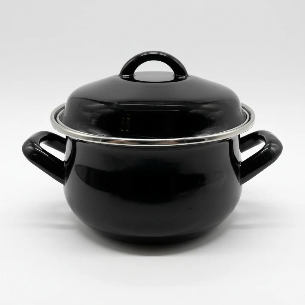 Παραδοσιακό Γιουβετσάκι Ατομικό με Καπάκι – Μαύρο Εμαγιέ για Φούρνο & Σερβίρισμα