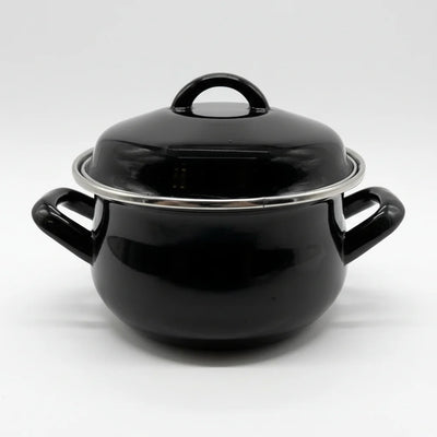 Παραδοσιακό Γιουβετσάκι Ατομικό με Καπάκι – Μαύρο Εμαγιέ για Φούρνο & Σερβίρισμα