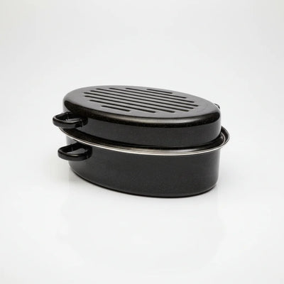 Γάστρα Εμαγιέ με Σχάρα Φούρνου Οβάλ Μεγάλη – 42×34×19cm