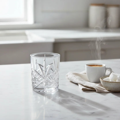 Χειροποίητο Κρυστάλλινο Ποτήρι Ουίσκι 335ml "Flower" – Heavy Crystal (485g)