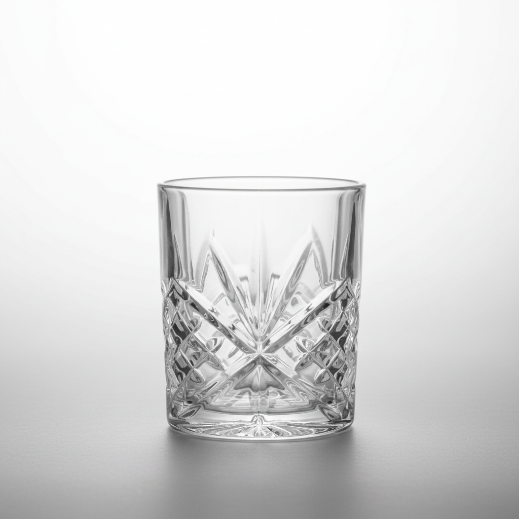 Χειροποίητο Κρυστάλλινο Ποτήρι Ουίσκι 335ml "Flower" – Heavy Crystal (485g)