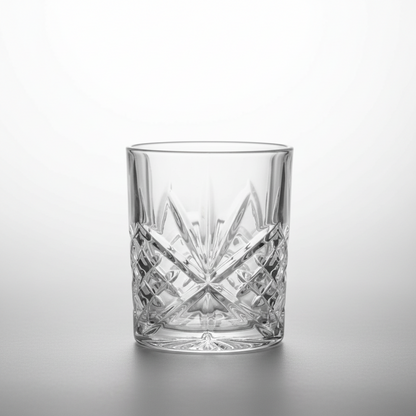 Χειροποίητο Κρυστάλλινο Ποτήρι Ουίσκι 335ml "Flower" – Heavy Crystal (485g)