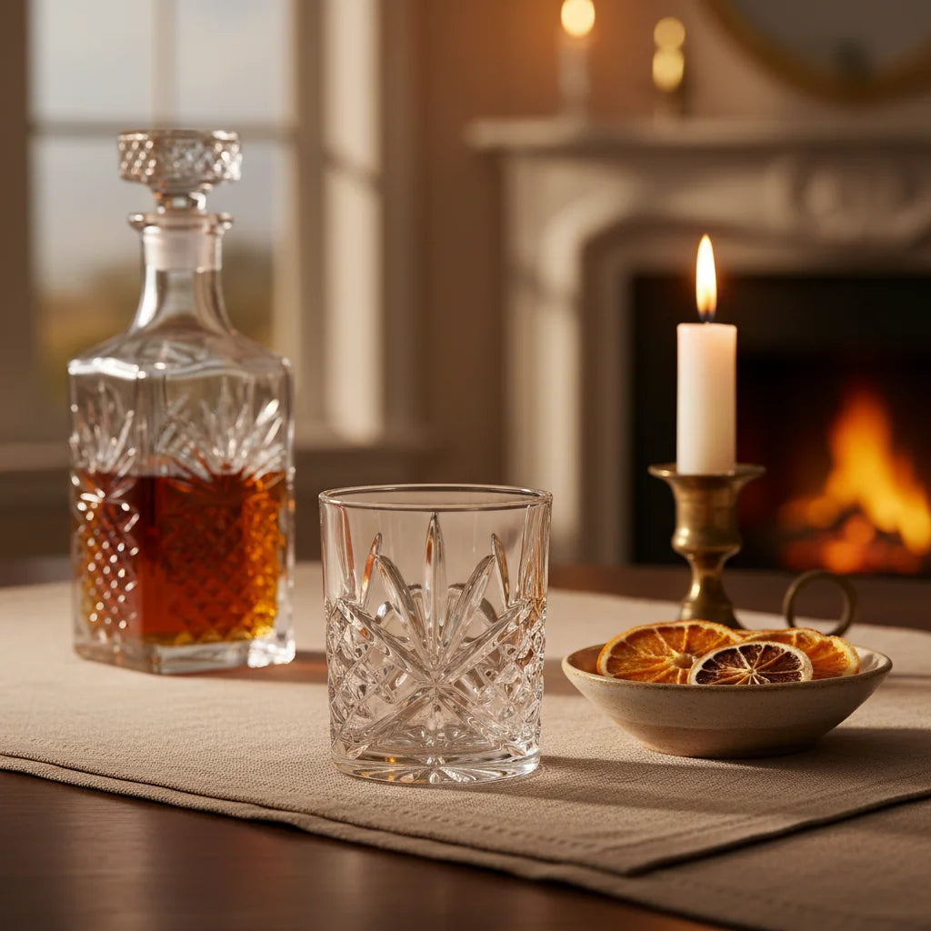 Χειροποίητο Κρυστάλλινο Ποτήρι Ουίσκι 335ml "Flower" – Heavy Crystal (485g)