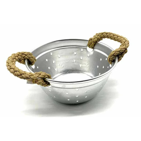 Μεταλλικό Σουρωτήρι Σερβιρίσματος 14cm με Λαβές από Σχοινί