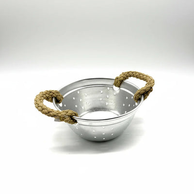 Μεταλλικό Σουρωτήρι Σερβιρίσματος 14cm με Λαβές από Σχοινί
