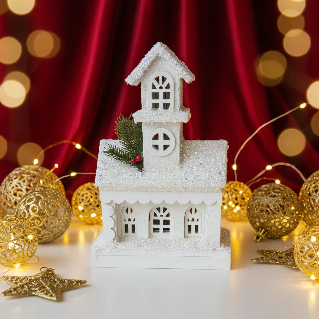 Χριστουγεννιάτικο Σπιτάκι Σιακοσμητικο – Χιονισμένο, 35εκ.