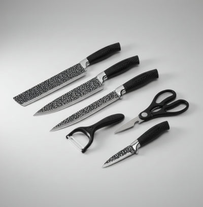 Ολοκληρωμένο Σετ Μαχαιριών Κουζίνας 6 Τεμαχίων με Ανάγλυφη Όψη