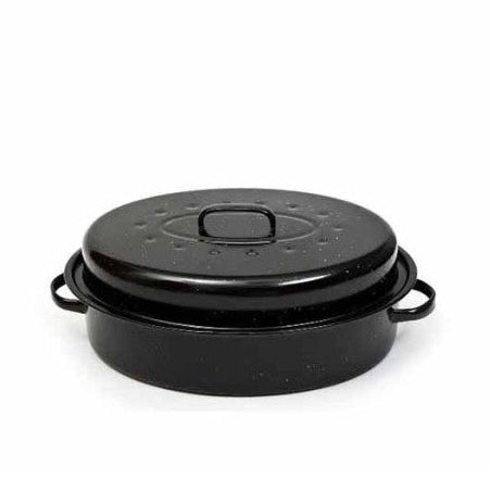 Μαύρη Γάστρα Σμαλτωμένη με Σχάρα & Καπάκι Οπών – 36x26cm