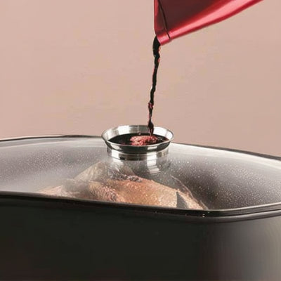 HomeStyle Ορθογώνια Εμαγιέ Γάστρα 41x30cm με Γυάλινο Καπάκι & Πόμολο Αρώματος (Aroma Knob) - Εναλλακτική Όψη