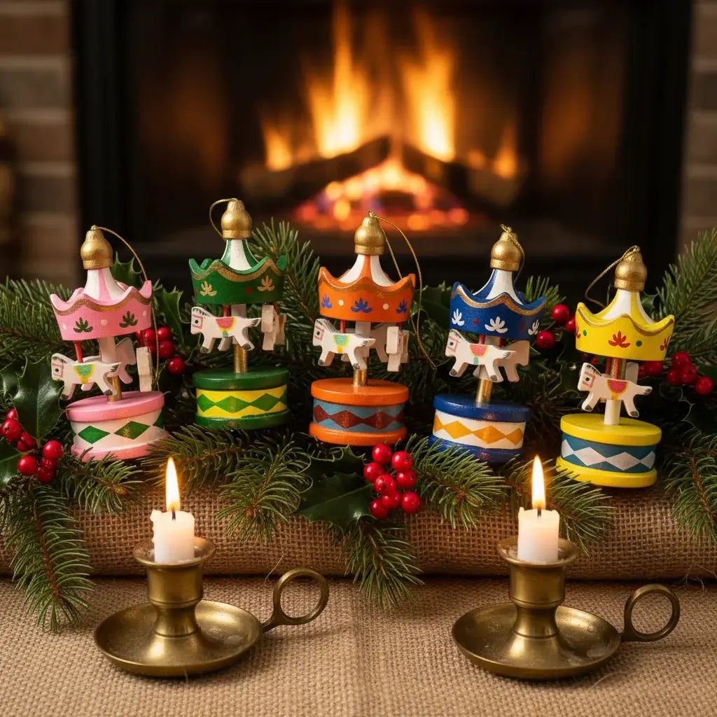 Σετ Χριστουγεννιάτικα Στολίδια Carousel με Άλογο – Mini, Πολύχρωμο, 5 εκ.