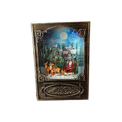 Χριστουγεννιάτικο Μουσικό Shadow Box με Άγιο Βασίλη & Έλκηθρο – 20×14×7 εκ.