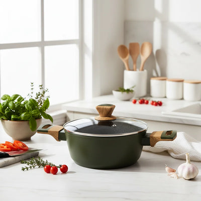 Χύτρες BAROLY MARBLE με Αντικολλητική Επίστρωση Μαρμάρου & Γυάλινο Καπάκι – Για Όλες τις Εστίες - Εναλλακτική Όψη