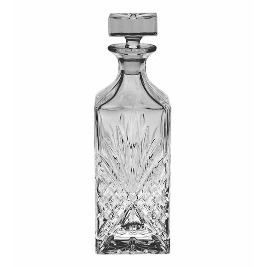 Home Style Διακοσμητική Φιάλη Ουίσκι 850ml - Τετράγωνη με Ανάγλυφο & Στόπερ | Premium Γυάλινη για Σερβίρισμα & Διακόσμηση