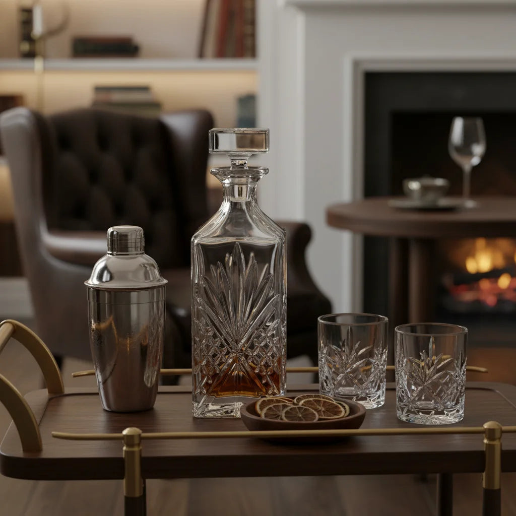 Home Style Διακοσμητική Φιάλη Ουίσκι 850ml - Τετράγωνη με Ανάγλυφο & Στόπερ | Premium Γυάλινη για Σερβίρισμα & Διακόσμηση