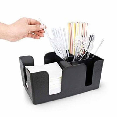 Οργανωτής Μπαρ 6 Θέσεων - Μαύρο ABS | 24x15x10,3cm | Για Καλαμάκια, Αναδευτήρες & Αξεσουάρ | Επαγγελματική Οργάνωση