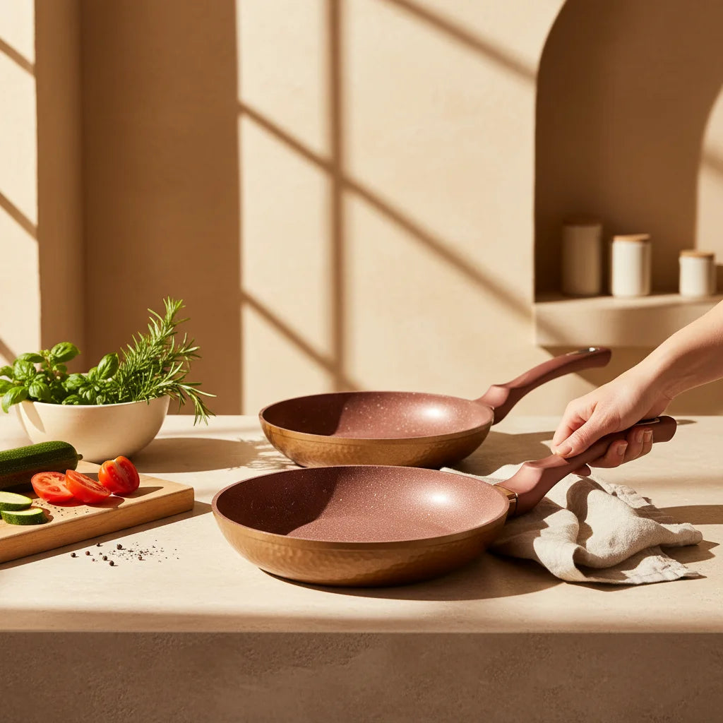 Αντικολλητικό Κεραμικό Τηγάνι Baroly Copper – Κατάλληλο για Όλες τις Εστίες (20cm / 24cm / 28cm)