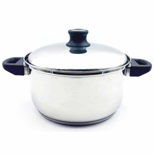 Κατσαρόλα Inox Νο22 με Ανθεκτικές Πλαστικές Λαβές & Μεταλλικό Καπάκι