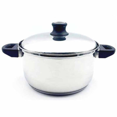 Κατσαρόλα Inox Νο22 με Ανθεκτικές Πλαστικές Λαβές & Μεταλλικό Καπάκι