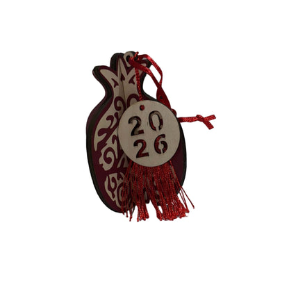 Διακοσμητικό Ρόδι με Χαραγμένο “2026” & Φούντα – Σύμβολο Τύχης 12 εκ