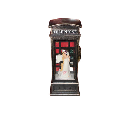 Ξύλινο Διακοσμητικό Στολίδι “Telephone Booth” με Φιγούρα – 14 εκ.