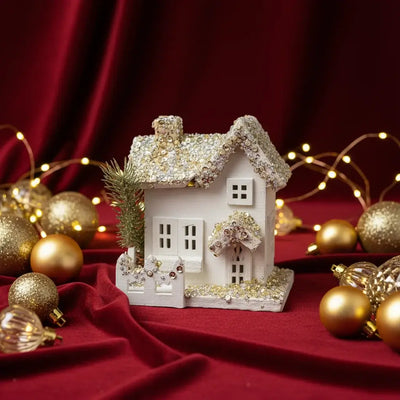 Χριστουγεννιάτικο Σπιτάκι με Glitter Χιονισμένο, 18 εκ.