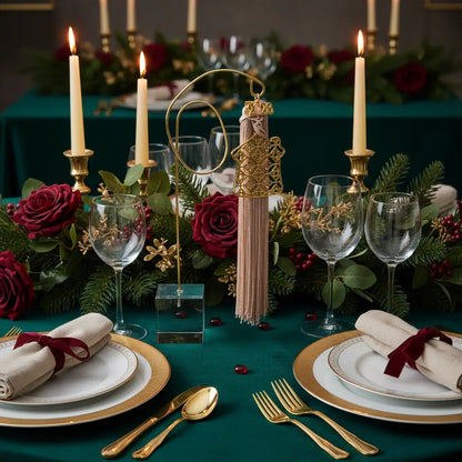 Επιτραπέζιο Διακοσμητικό χρυσο Σπίτι 2026 – Με μπεζ φούντες και βάση