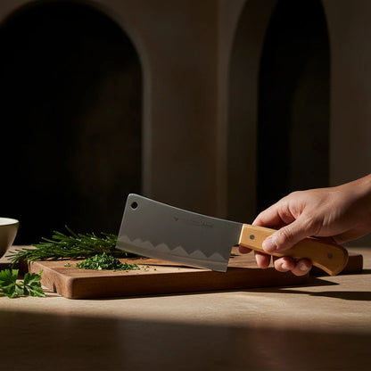 Επαγγελματικός Μπαλτάς Κουζίνας (Cleaver) από Ανοξείδωτο Ατσάλι με Ξύλινη Λαβή - Worthio  #
