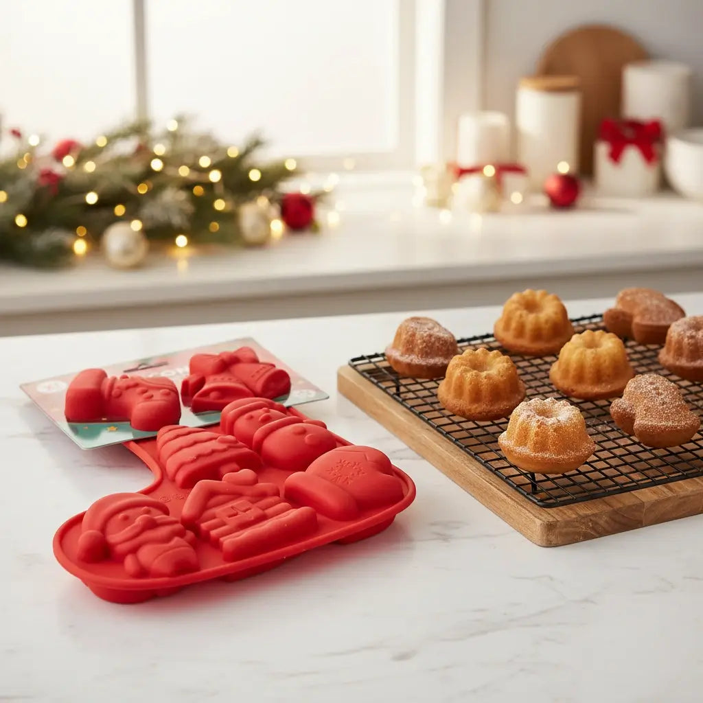 Χριστουγεννιάτικο Καλούπι Σιλικόνης “Κάλτσα” με 6 Σχέδια – Ιδανικό για Μπισκότα & Σοκολατάκια