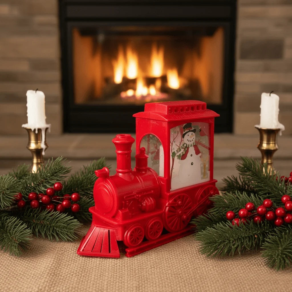 Χριστουγεννιάτικο Τρενάκι με Χιονόθολη & Χιονάνθρωπο