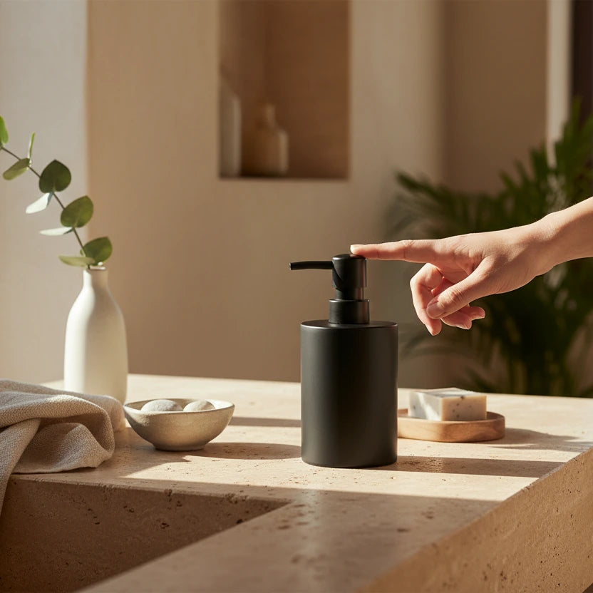 Αντλία Υγρού Σαπουνιού (Dispenser) Πλαστική 400ml – Μαύρο Ματ - Worthio  #
