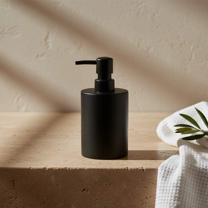 Αντλία Υγρού Σαπουνιού (Dispenser) Πλαστική 400ml – Μαύρο Ματ - Worthio  #