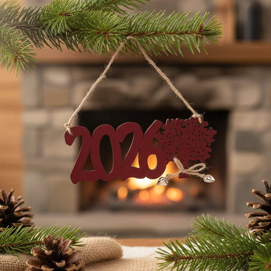 Ξύλινο Στολίδι 2026 «Ζεστή Ανάμνηση» – Με βελούδινη υφή και φυσικό σπάγγο