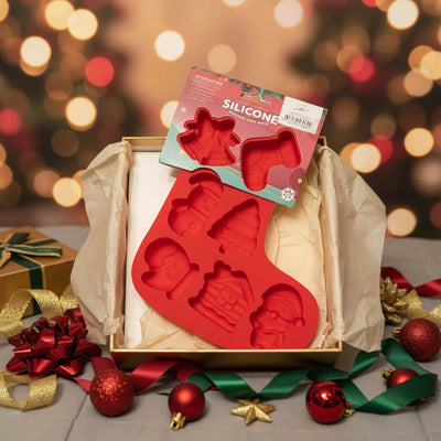 Χριστουγεννιάτικο Καλούπι Σιλικόνης “Κάλτσα” με 6 Σχέδια – Ιδανικό για Μπισκότα & Σοκολατάκια