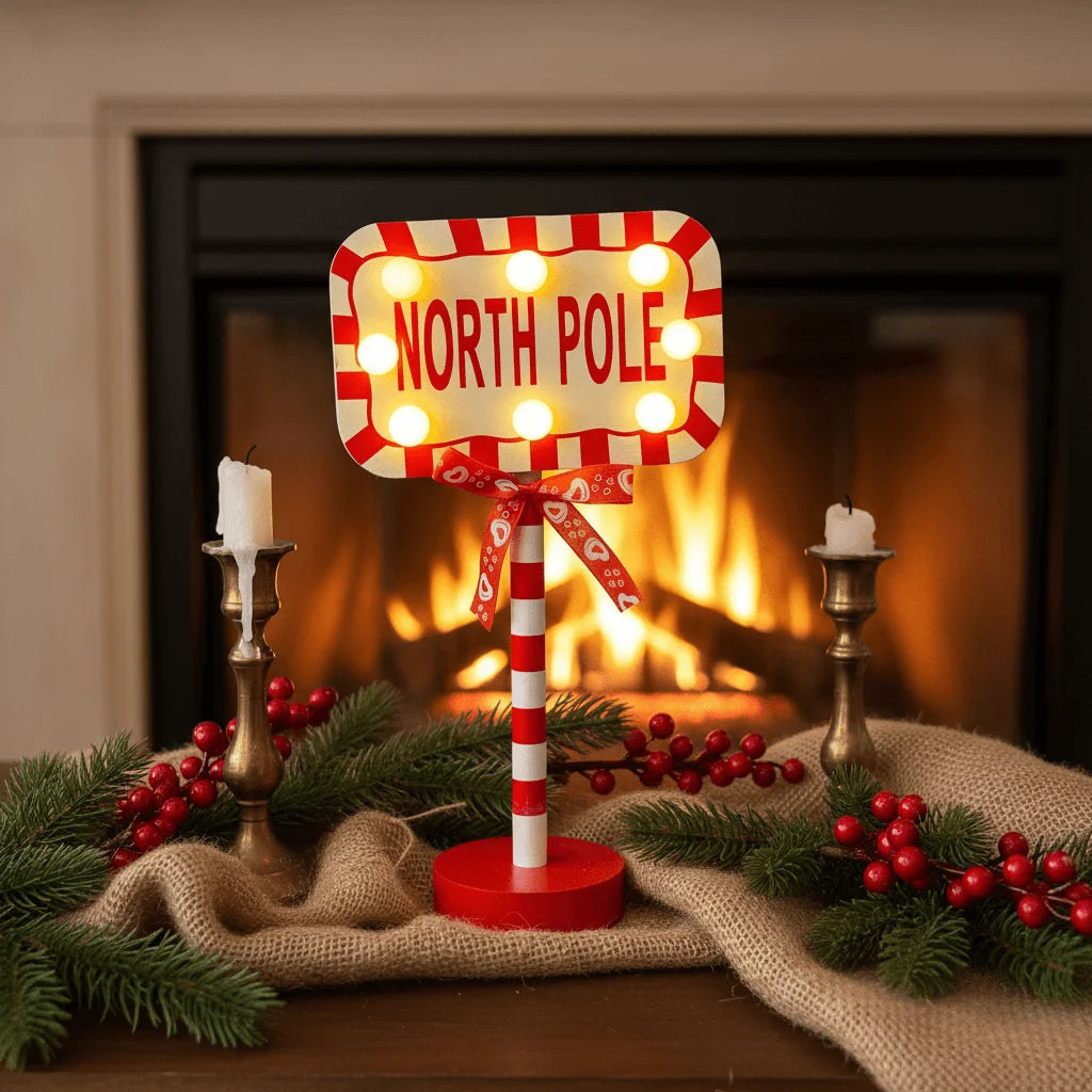 Χριστουγεννιάτικη Διακοσμητική Πινακίδα “North Pole” 28.5cm
