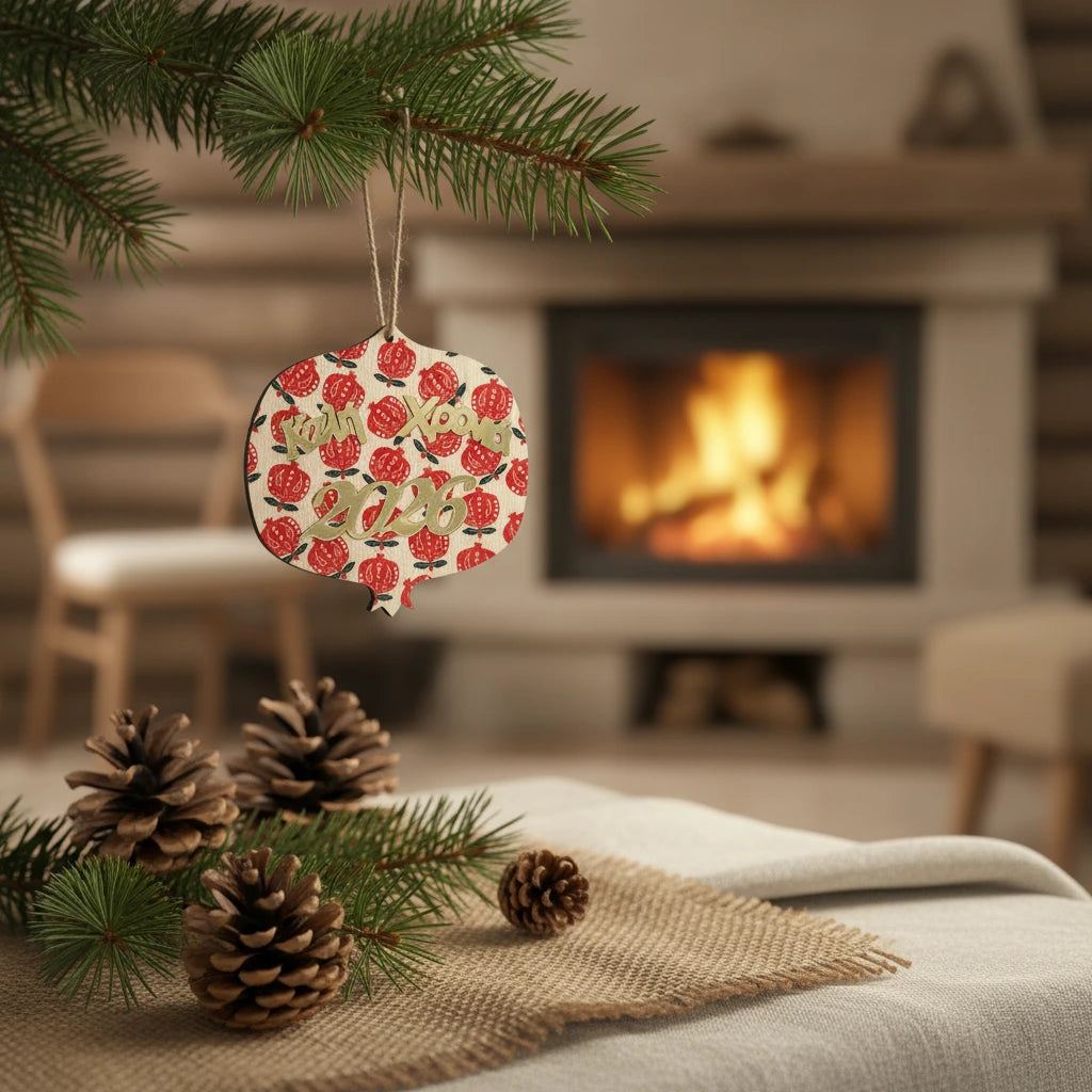 Ξύλινο Κρεμαστό Στολίδι 14 εκ. “Καλή Χρονιά 2026”