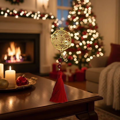 Χριστουγεννιάτικο Γούρι με κουτι 2026 με Χρυσό Ροδι & Κόκκινη Φούντα – Πολυτελές Δώρο Ευχών