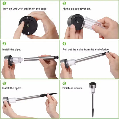 Ηλιακά Φωτάκια Κήπου Inox Καρφωτά LED – Λευκό & Πολύχρωμο RGB (Τεμάχιο ή Σετ 10)