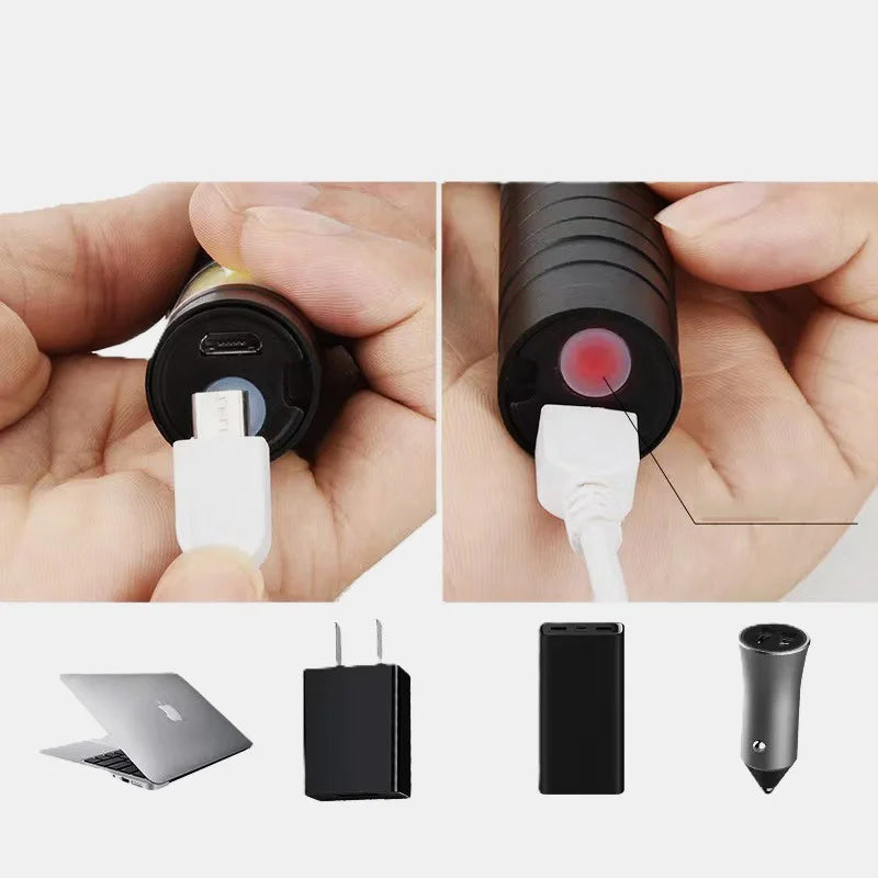 Επαναφορτιζόμενος Φακός LED COB με Zoom