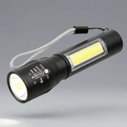 Επαναφορτιζόμενος Φακός COB LED με Zoom και Θήκη Μεταφοράς