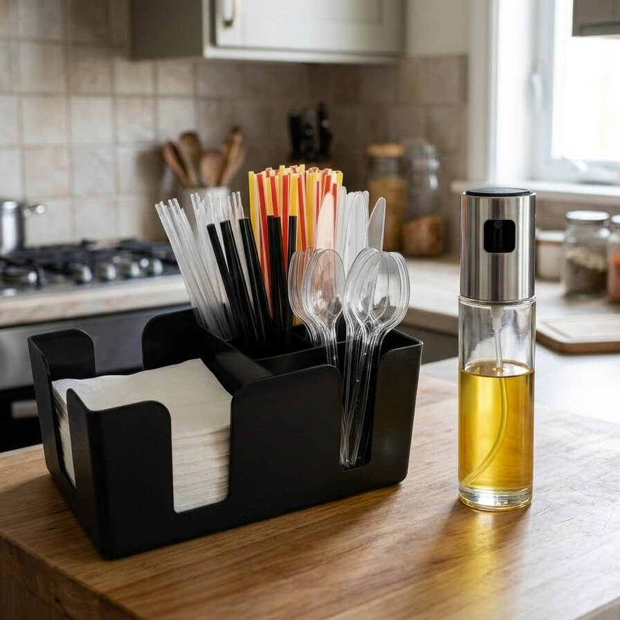 Kitchen & Bar Set: Οργανωτής Πάγκου 6 Θέσεων + ΔΩΡΟ Σπρέι Λαδιού INOX Kitchen & Bar Set: Οργανωτής Πάγκου 6 Θέσεων + ΔΩΡΟ Σπρέι Λαδιού INOX