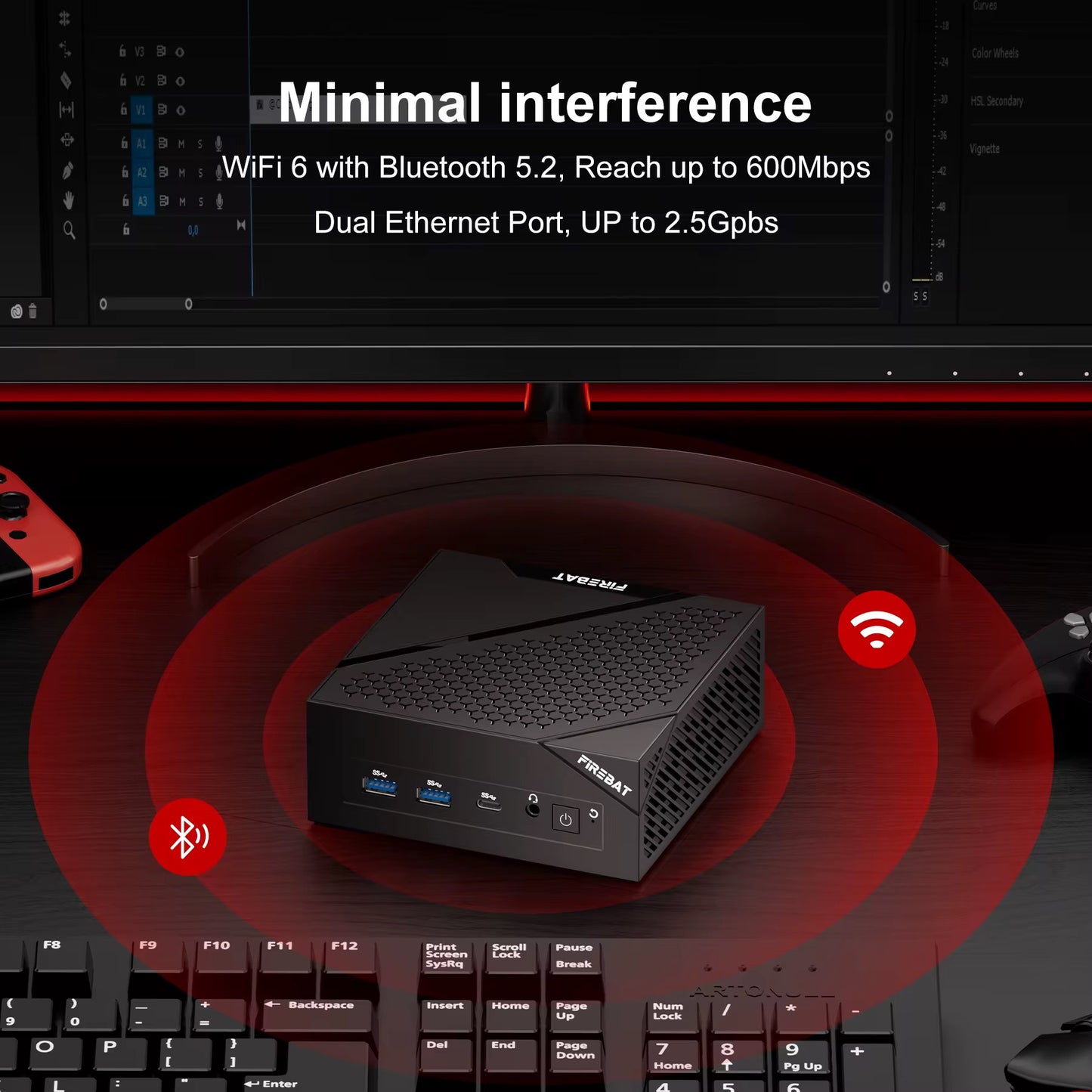Firebat AM02 Mini PC | AMD Ryzen 5 6600H | 16GB DDR5 RAM | 512GB SSD | Compact Desktop