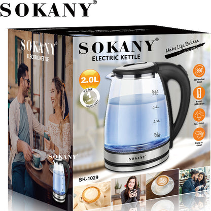 Γυάλινος Ηλεκτρικός Βραστήρας Νερού SOKANY 2.0L