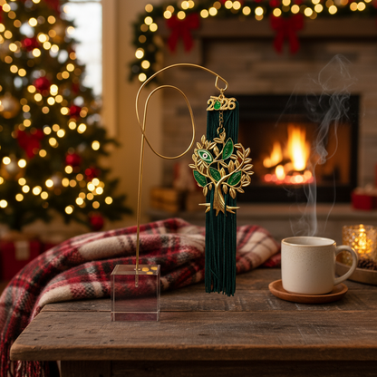 Χριστουγεννιάτικο γουρί με γυάλινη βάση και κουτι “Δέντρο Ζωής” – Για Μια Χρονιά με Ρίζες, Φως και Προορισμό